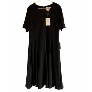 Girl‎ Meets Glam Edith Black City Crepe Fit & Flare Midi Dress SIze 16 NWT